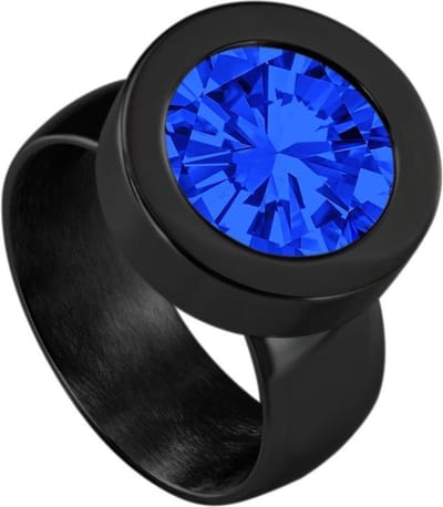 Quiges RVS Schroefsysteem Ring Zwart Glans 18mm met Verwisselbare 12mm Mini Munt - SLSRS54418