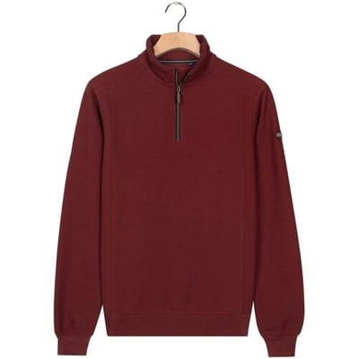 Baileys Trui Sweat Half Zip Hi-Low Structure Uni Color Deep Mauve / male