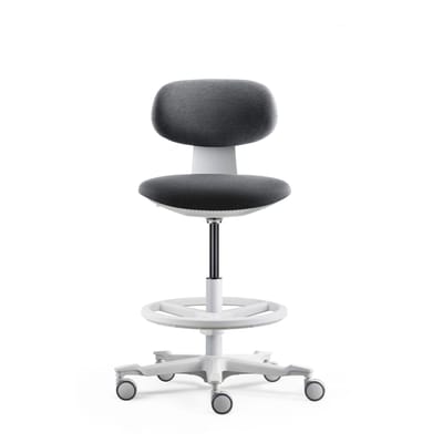 Werkstoel / balie stoel WORK MF2 W Zitting stof / rugleuning stof donkergrijs hjh OFFICE