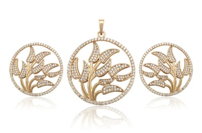 N3 Collecties 18K Vergulde Ronde hanger met hanger sieraden set