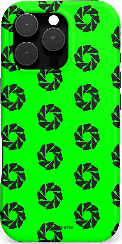 Casetastic hoesje geschikt voor Apple iPhone 16 Pro - MagSafe - Dubbellaagse bescherming - Neon Groene Cirkels - Fashion Case - Groen Zwart