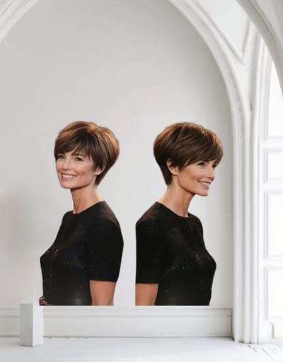 Frazimashop Dames Pruik Kort Haar – Chocolade Kleur #4 – Braziliaanse Remy – 100% Human Hair – 15 Inch (6 cm) – Steil Haar – Non-Lace Wig