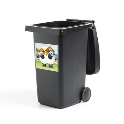 Container sticker Schaap illustratie - Een illustratie van twee schapen voor een boerderij Klikosticker - 40x40 cm - kliko sticker - weerbestendige containersticker