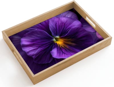 Dienblad hout 40x30 cm - Schootdienblad - Paars - Viool - Diepte - Borrelplank rechthoek - Plateau dienbladen
