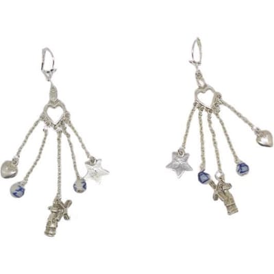 Lange oorbellen Holland met delftsblauw en bedeltjes