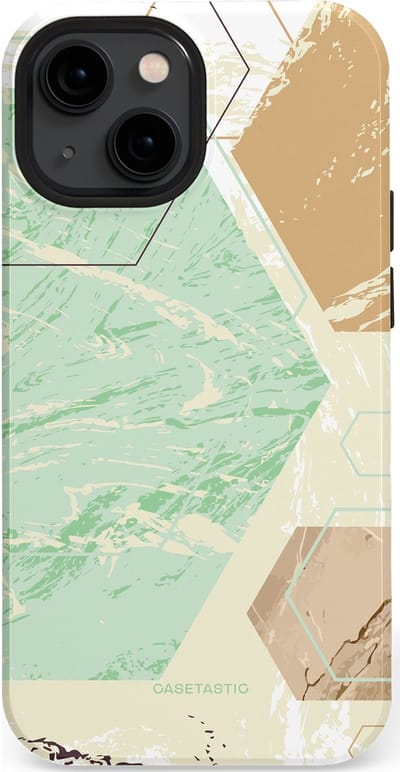 Casetastic hoesje geschikt voor Apple iPhone 13 mini - MagSafe - Dubbellaagse bescherming - Vlaklicht - Fashion Case - Crème Mintgroen Wit Lichtgrijs