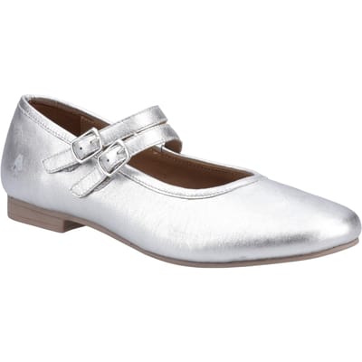 Hush Puppies Nancy Mary Jane Leren Vrouwen Zilveren Ballerina's