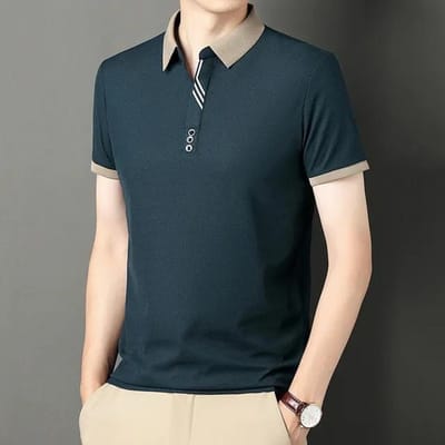 Heren Uni Kleur Casual Mode Korte Mouwen POLO Shirt Zomer Comfortabele Top XXXL legergroene kleur