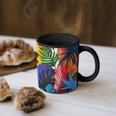 Magische Mok - Foto op Warmte Mokken - Koffiemok - Bladeren - Vormen - Abstract - Kleurrijk - Magic Mok - Beker - 350 ML - Theemok