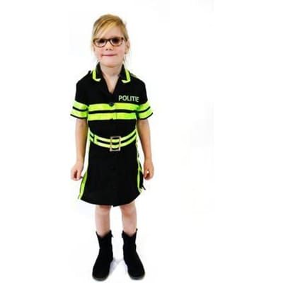 Rubie's Verkleedkostuum Politie Meisjes Zwart/neongroen Mt 116
