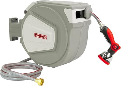 Slanghaspel - Tuinslanghouder - Tuinonderhoud - Automatische oproller - 20 meter slang - Grijs