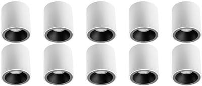 Opbouwspot 10 Pack - Pragmi Cliron Pro - GU10 Fitting - Opbouw Rond - Mat Wit/Zwart - Aluminium - Verdiept - Ø90mm
