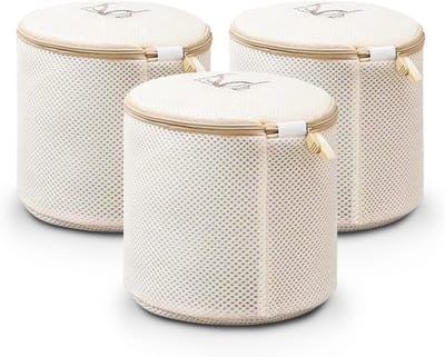 Wasnet Beha - Waszakken Set - Beschermt Kleding - Vergroot Verdikt Materiaal - 19 cm x 18 cm - Witte Rijst