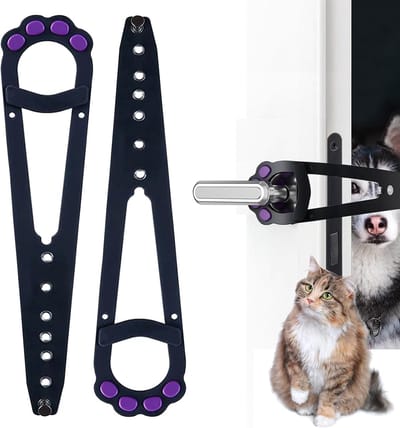 2 Stuks kattendeursluiting - 7-voudig verstelbaar - Deurstopper voor huisdieren - Steunbalk voor kattendeur - 30.6*6.6*0.6 - Voor thuisgebruik om te voorkomen dat honden de kattenbak en het voerbakje van de kat betreden - Zwart