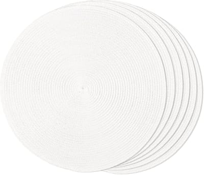 Tafelmatten set - Placemats geweven - Tafel beschermen - Handgemaakt duurzaam materiaal - 6 stuks 38 cm - Wit