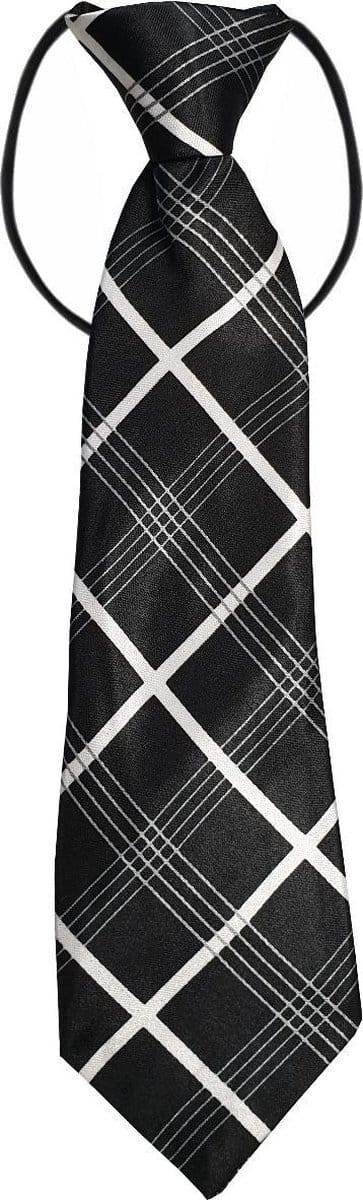 Fako Fashion - Kinderstropdas - Kinder Stropdas - Jongens Stropdas - Das - Print - Elastiek - Ruit Zwart/Wit