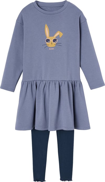Vertbaudet Jurk van fleece en legging van ribstof meisjes