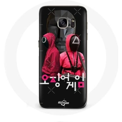 Samsung Galaxy S7 hoesje Squid Game Poster maskeert Koreaans logo van soldaten