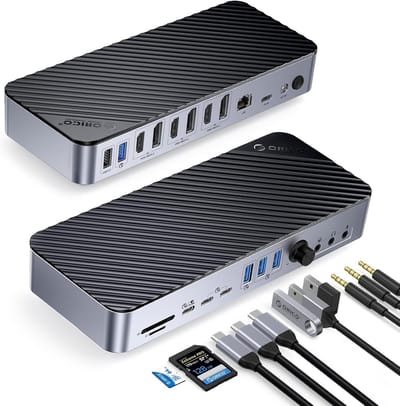 Dockingstation 22-in-1 - USB C Hub Uitbreidingspoort - Vergroot Werkplek - Quad Display Ondersteuning - 8K - Zwart