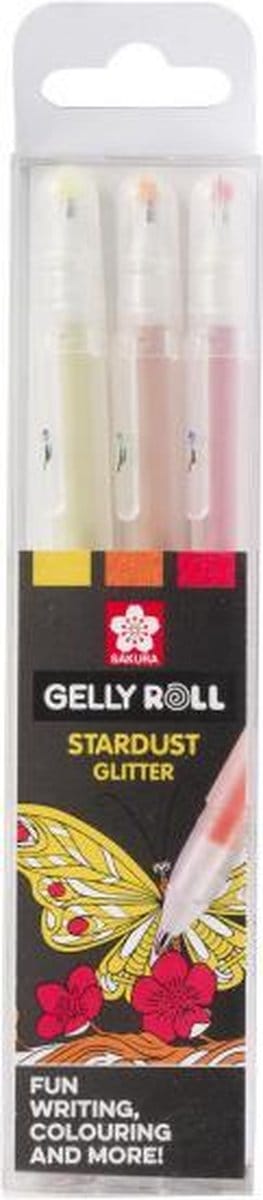 Gel roller pen - SAKURA - Gelly Roll Stardust Happy - Diverse kleuren - Glanzende effecten - Vloeiend schrijven rood