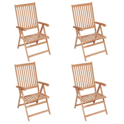 vidaXL - Verstelbare - klapstoelen, - 4 - stuks, - massief - teakhout