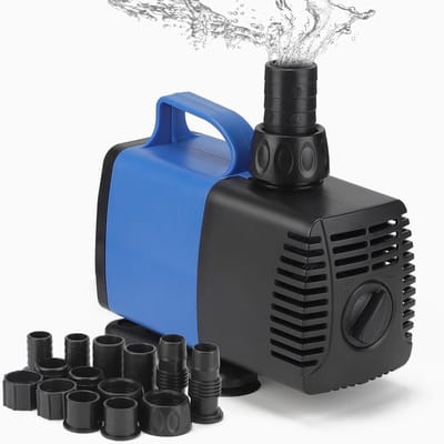 Submersibele Pomp 55 W, Zeer Stil, Aquarium- en Fonteinpomp met 10 Doppen, Verstelbaar voor Vijver en Tuin