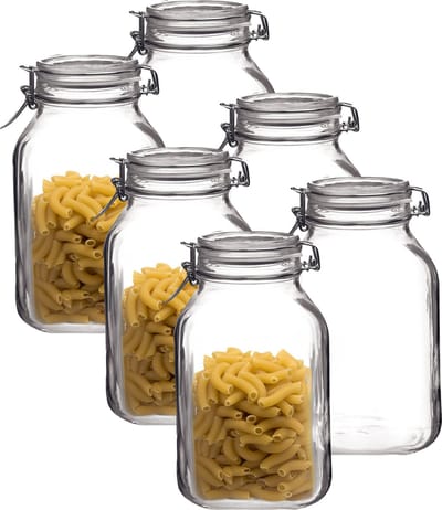 Bormioli Rocco Voorraad/weckpot - 6x - glas - transparant - 22 x 10 cm - 1,5 L