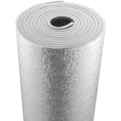 VEVOR Dubbel reflecterende isolatierol, 15,1 mm schuimkern stralingsbarrière, 48 inch x 25 ft, dubbelzijdig warmtereflecterend bord gemaakt van aluminiumfolie en EPE-schuim, thermische isolatierol voor ramen en camperdaken
