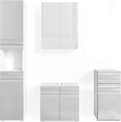 Vicco Badkamermeubel set Fredd, Wit Hoogglans, 4-delig