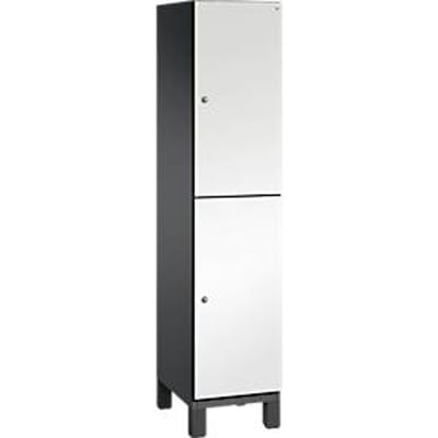 C+P Double-tier locker Cambio, 1 vak, 2 vakken, op poten, B 400 x D 525 x H 1980 mm, zwart-grijs/wit
