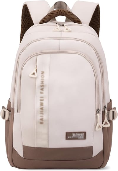26L schooltas meisjesrugzak schooltas casual reizen, khaki, canvas rugzak
