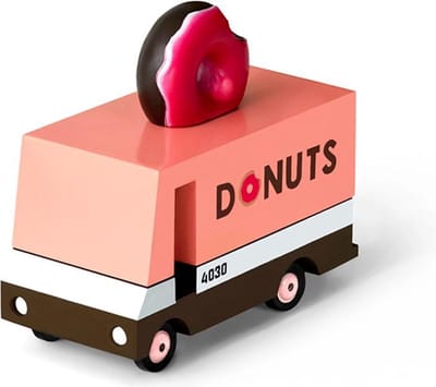 Candycar Vans: DONUT VAN (F702) 8,4x4,1x6,5cm, wooden diecast, in giftbox, 3+