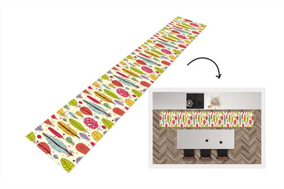 Keukenloper - Loper keuken - Patroon - Veren - Kleuren - 300x50 cm - Keukenloper vinyl
