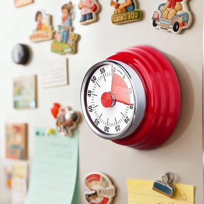 Allecto Plus - Mechanische Visuele Countdown Timer 60 Minuten - Keuken Timers Klok met Magnetische Outlet - Keukenwekker voor Koken - Rood