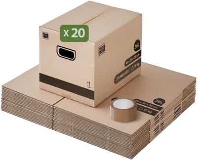 Verhuisdozen 36L - Compact en Duurzaam - Perfect voor Opslag en Transport (20 stuks)