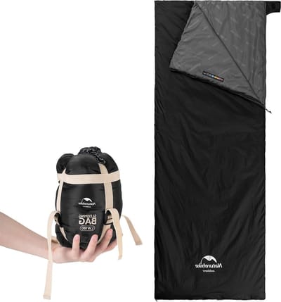 Ultralichte zachte zomerslaapzak voor comfortabel kamperen en wandelen - waterdicht - zwart - 205 × 85 cm