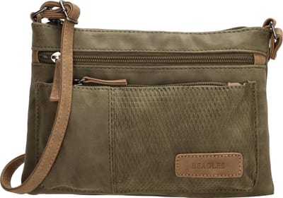 Beagles Brunete Schoudertas Dames - Crossbodytas met telefoonvak - Tas van Imitatieleder met ritssluiting - Olijfgroen