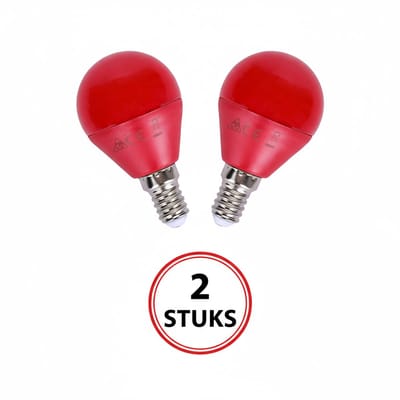 G45 kogellamp 2 stuks | E14 LED lamp 4W=30W gloeilamp | rood licht