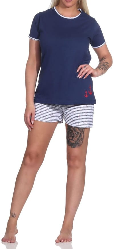Dames shorty, korte pyjama met ballonmotief en minimale opdruk - 123 205 10 150
