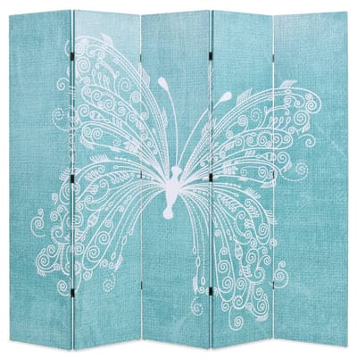 vidaXL - Kamerscherm - inklapbaar - vlinder - 200x170 - cm - blauw