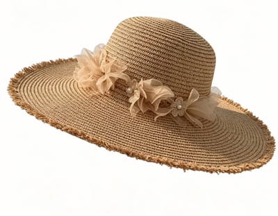 VHV-Premium Zonnehoed Dames met Brede Rand - UPF 50+ UV-Bescherming Strohoed - Elegante Strandhoed met Kanten Bloem - Opvouwbare Zomerhoed voor op Reis - Zachte Zonnehoed voor Dames -Khaki