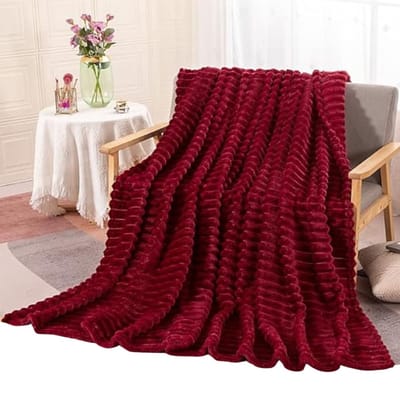 Livano Knuffeldeken - Pluche - Deken - Wollen - Dekentje - Fleece - Plaid - Bank Deken - 1 Persoons - Rood