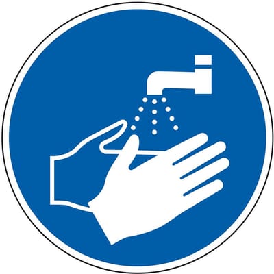 Handen wassen verplicht bord - kunststof - M011 100 mm