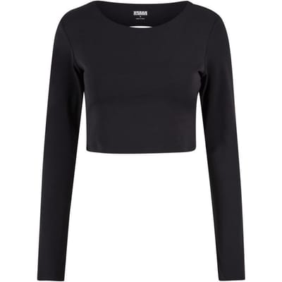 Urban Classics Shirt met lange mouwen - Cropped Sporttop Vrouwen - L tot XL - voor Vrouwen - zwart