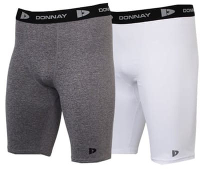 2-Pack Donnay - Compressie Short - Thermo/Sportshort (23cm) - Heren - White/Charcoal-marl (1162) - maat S