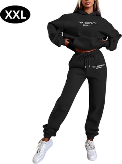 Livano Joggingpak Dames - Huispak - Volwassenen - Trainingspak - Comfortabel - Jogging Pak - Joggingsbroek - Zwart - XXL