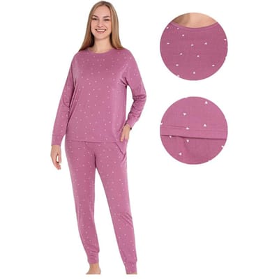 Pyjama Femme Aydogan Xxl Pantalon Long et Manches Subtil Élégant Confortable pink