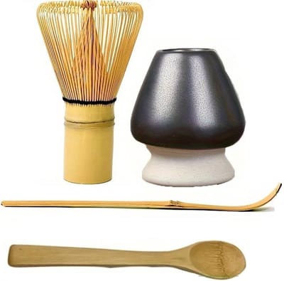 Nivard Matcha Set - Starterkit - Klopper - Matcha Thee Set - Matcha Whisk - 4 stuk - Zwart