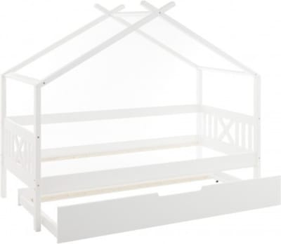 Huisbed - 90x200 cm - met logeerbodem - wit