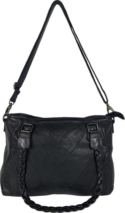 Tassen Dames - Schoudertas - Gewassen Leer - Zwart - Crossbodytassen - Handtas